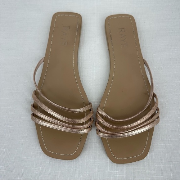 RAYE size 6 Champagne Gold Leather Slide Sandals - Picture 2 of 14